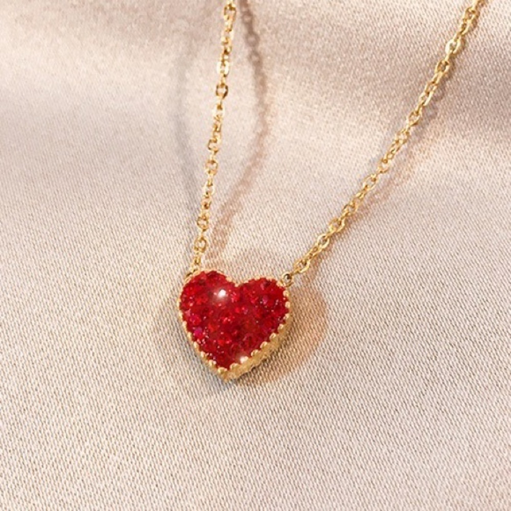 💎❤️ BOGO‼️❤️ heart shaped necklace rose gold plated titanium valentine - Picture 1 of 6